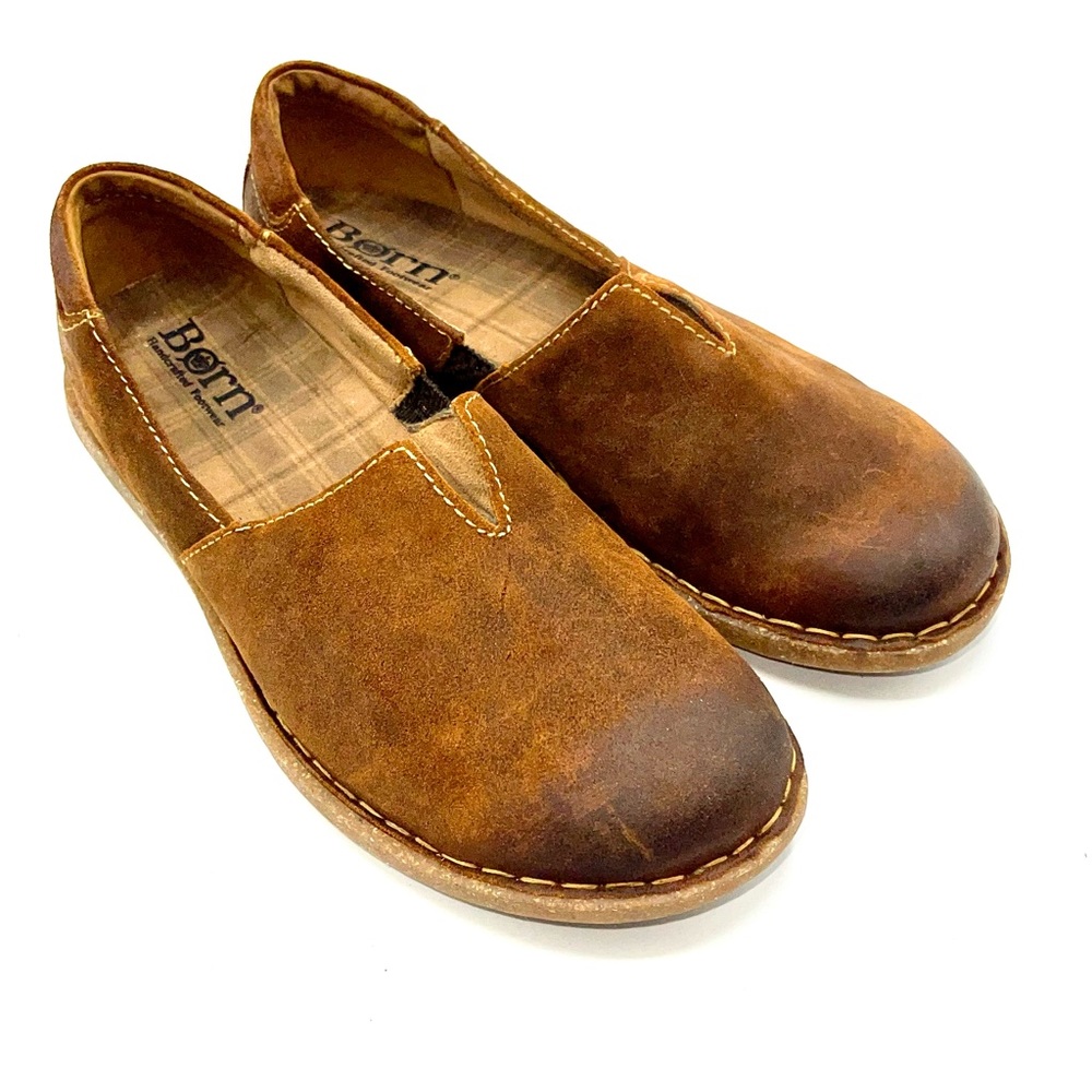 Born Brown Leather Slip-On Flats